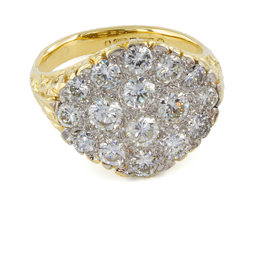 18ct gold Diamond 2ct Cluster Ring size P